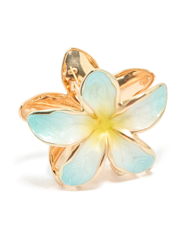 Gold Blue Enamel Tropical Claw Clip