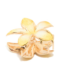 Gold Yellow Enamel Frangipani Flower Hair Claw Clip - link has visual effect only