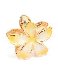 Gold Yellow Enamel Frangipani Flower Hair Claw Clip - link has visual effect only