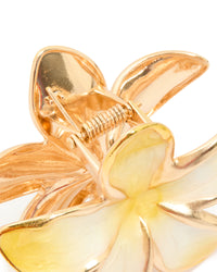 Gold Yellow Enamel Frangipani Flower Hair Claw Clip - link has visual effect only