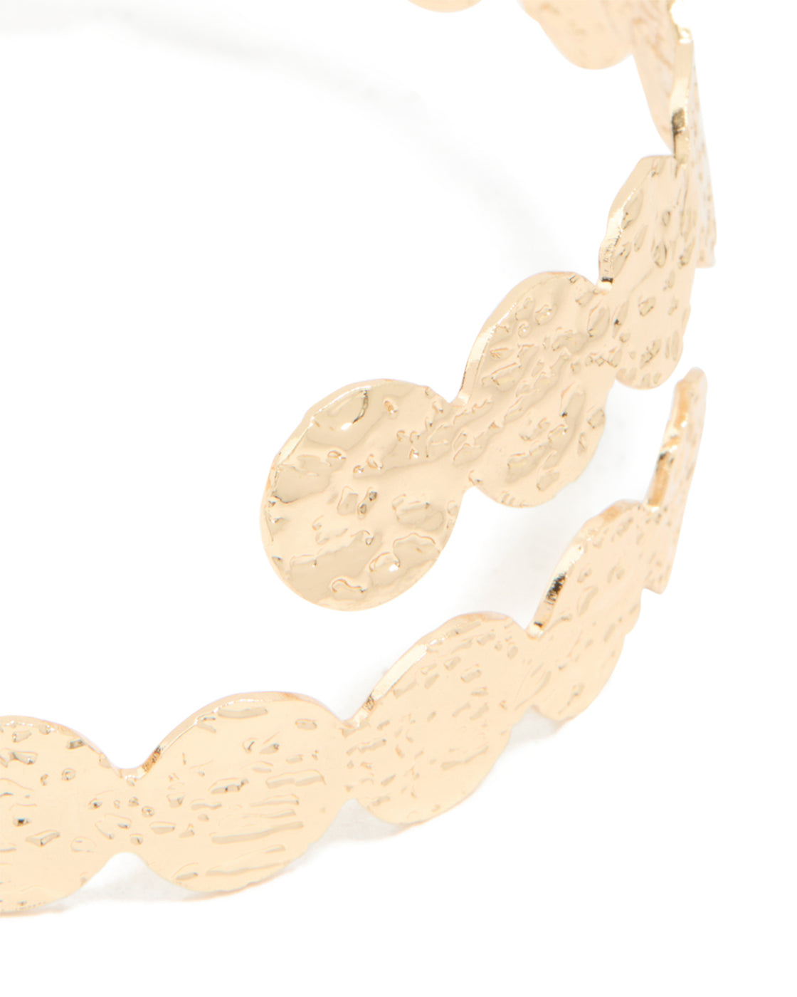 Gold Hammered Disc Wrap Around Arm Cuff