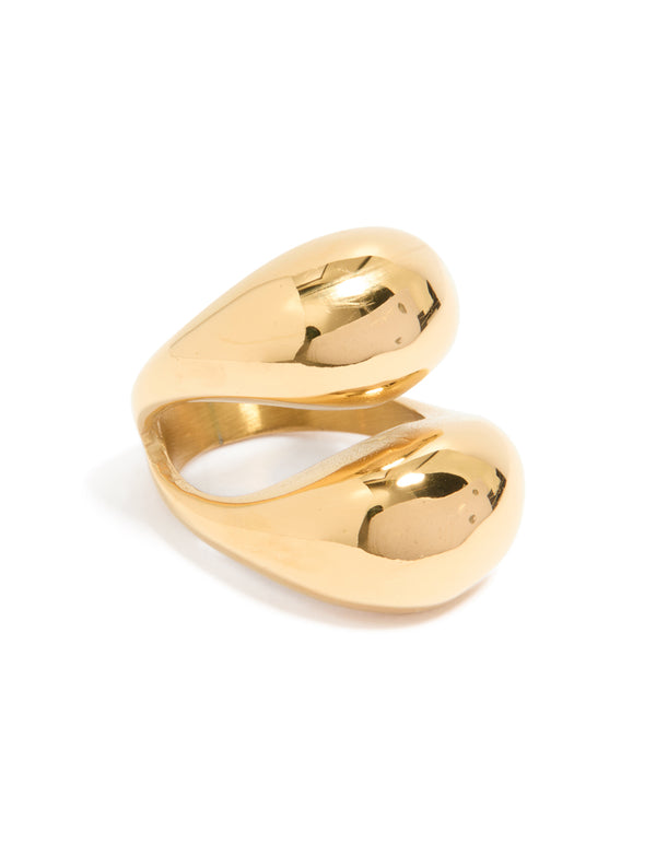 Featuring a waterproof gold plated stainless steel open orb ring front view