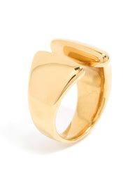 Crafted from waterproof gold plated stainless steel chunky style open ring side detail view - link has visual effect only