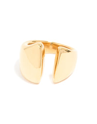 This waterproof gold plated stainless steel chunky style open ring close up view - link has visual effect only
