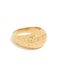 Waterproof Gold Plated Stainless Steel Molten Rock Ring - link has visual effect only