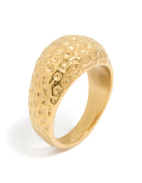 Waterproof Gold Plated Stainless Steel Molten Rock Ring - link has visual effect only