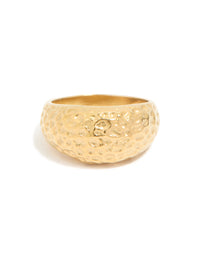Waterproof Gold Plated Stainless Steel Molten Rock Ring - link has visual effect only