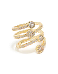 Gold Plated Cubic Zirconia Dazzling Wrap Layered Ring - link has visual effect only