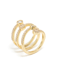 Gold Plated Cubic Zirconia Dazzling Wrap Layered Ring - link has visual effect only