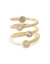 Gold Plated Cubic Zirconia Dazzling Wrap Layered Ring - link has visual effect only