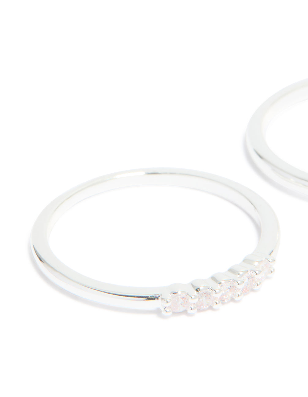 Silver Plated Cubic Zirconia & Fine Pearl Stacking Rings 2-Pack - Lovisa