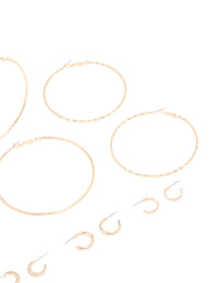 Gold Mega & Small Hoop Earrings 6-Pack - link has visual effect only