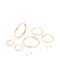 Gold Tube Hoop Earrings 6-Pack - link has visual effect only