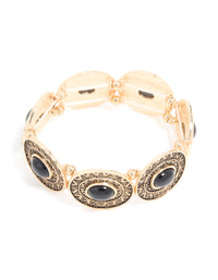 Antique Gold Textured Boho Large Stretch Bracelet - link has visual effect only