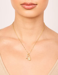 Gold Plated Cubic Zirconia Lock & Key Letter K Necklace - link has visual effect only