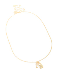 Gold Plated Cubic Zirconia Lock & Key Letter K Necklace - link has visual effect only