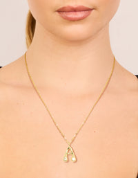 Gold Plated Cubic Zirconia Bubble Letter A Necklace - link has visual effect only