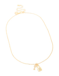 Gold Plated Cubic Zirconia Lock & Key Letter A Necklace - link has visual effect only
