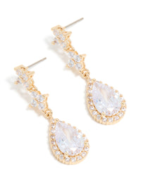 Gold Cubic Zirconia Mini Pear Drop Earrings - link has visual effect only