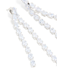 Silver Cubic Zirconia Multiple Cup Chains Drop Earrings - link has visual effect only