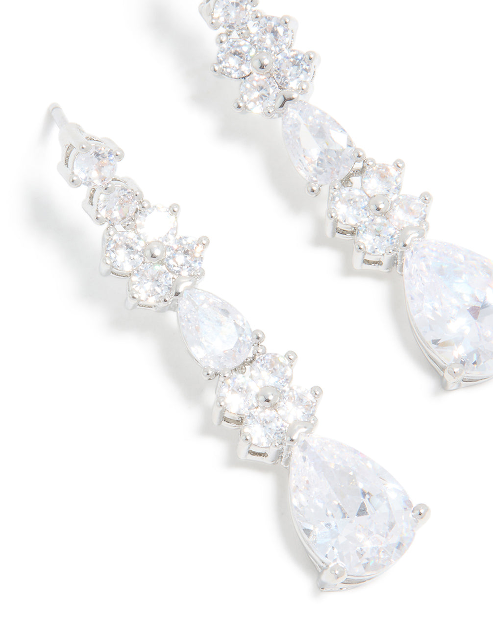 Silver Cubic Zirconia Pear Drop Earrings