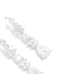 Silver Cubic Zirconia Pear Drop Earrings - link has visual effect only