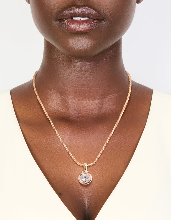 Gold Cubic Zirconia Pendant Necklace