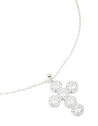 Silver Round Cubic Zirconia Cross Pendant Necklace - link has visual effect only