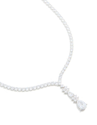 Silver Cubic Zirconia Lovely Pear Necklace - link has visual effect only