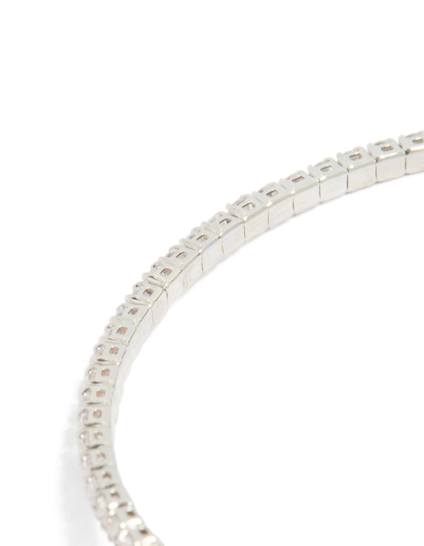 Silver Cubic Zirconia Open Circle Wrist Cuff