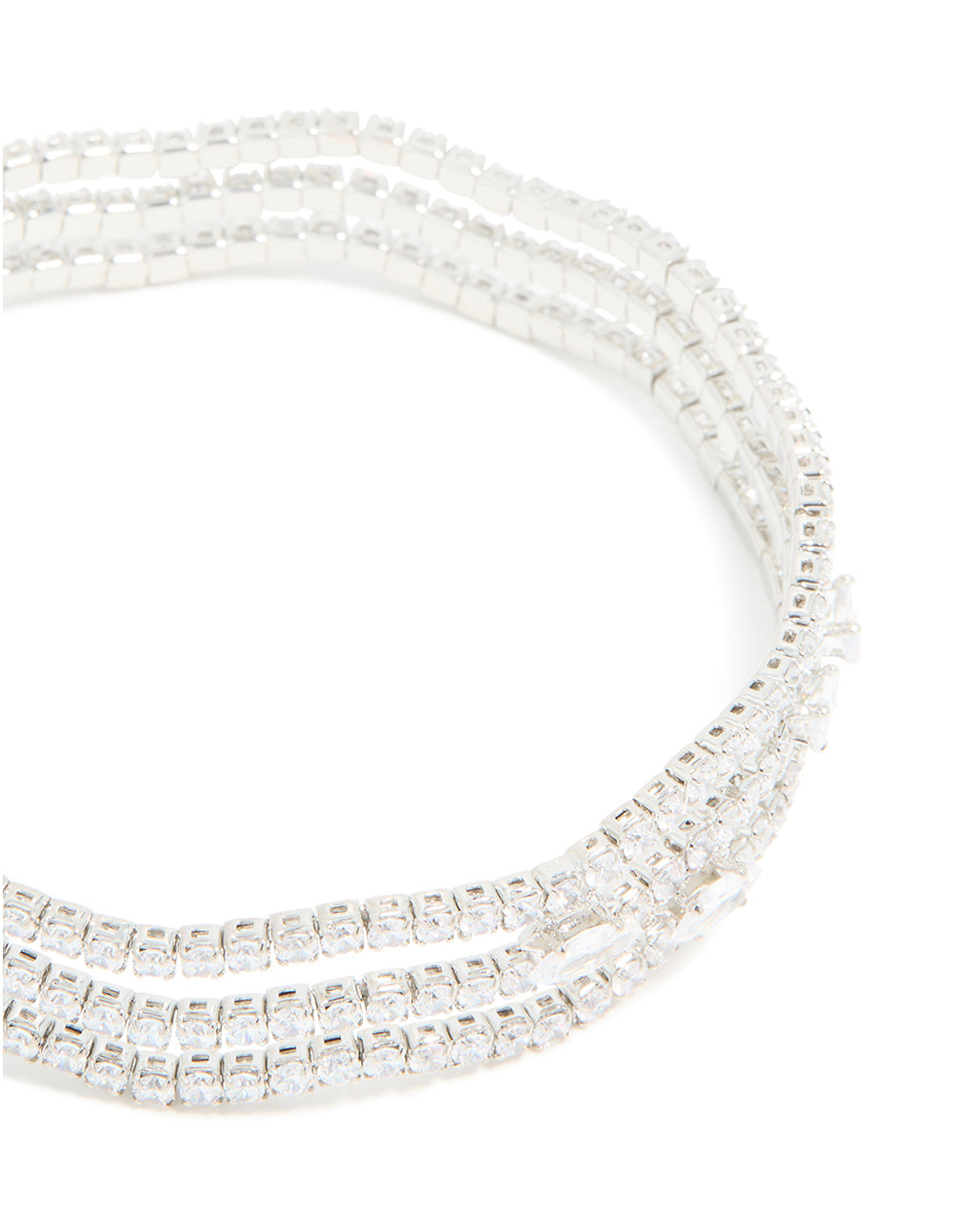Silver Cubic Zirconia Marquise Wavy Wrist Cuff