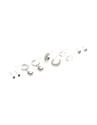 Silver Celestial & Textured Detail Earrings 5-Pack - link has visual effect only
