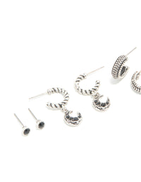 Silver Celestial & Textured Detail Earrings 5-Pack - link has visual effect only