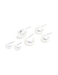 Silver Simple Open Hoop Earrings 3-Pack - link has visual effect only