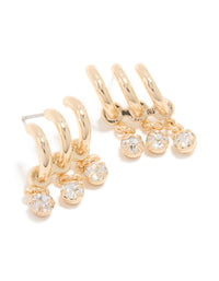 Gold Cubic Zirconia Triple Layered Earrings - link has visual effect only
