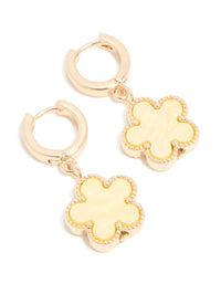 Gold Yellow Flower Drop Huggie Earrings - link has visual effect only