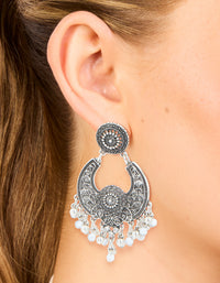 Antique Silver Boho Dangle Drop Earrings - link has visual effect only