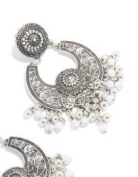 Antique Silver Boho Dangle Drop Earrings - link has visual effect only
