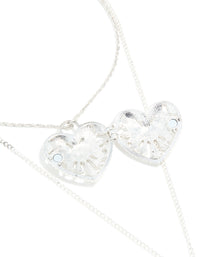 Antique Silver Heart & Arrow Boho Charm Layered Necklace - link has visual effect only