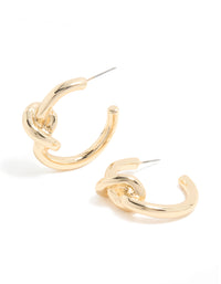 Gold Smooth Knotted Open Hoop Earrings - link has visual effect only