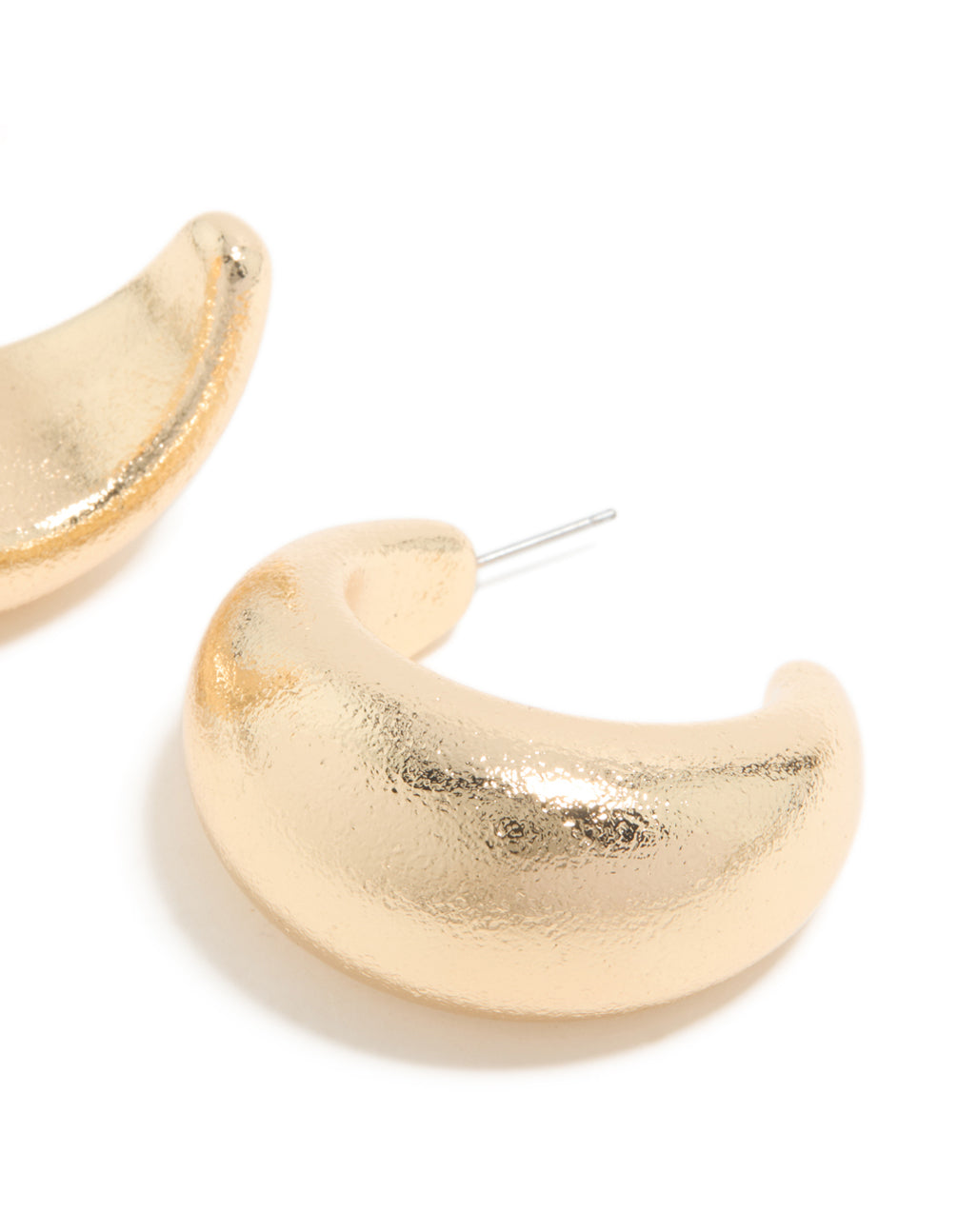 Gold Textured Soft Open Hoop Earrings