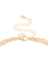 Gold Rose Quartz Semi-Precious Stone & Evil Eye Layered Necklace - link has visual effect only