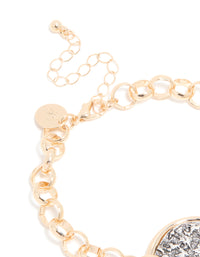 Mixed Metal Textured Disc Drop Charm Bracelet - link has visual effect only