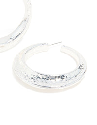 Silver Hammered Textured Hoop Earrings - link has visual effect only