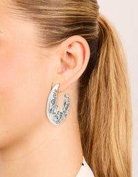 Silver Swirl Detail Hoop Earrings - link has visual effect only