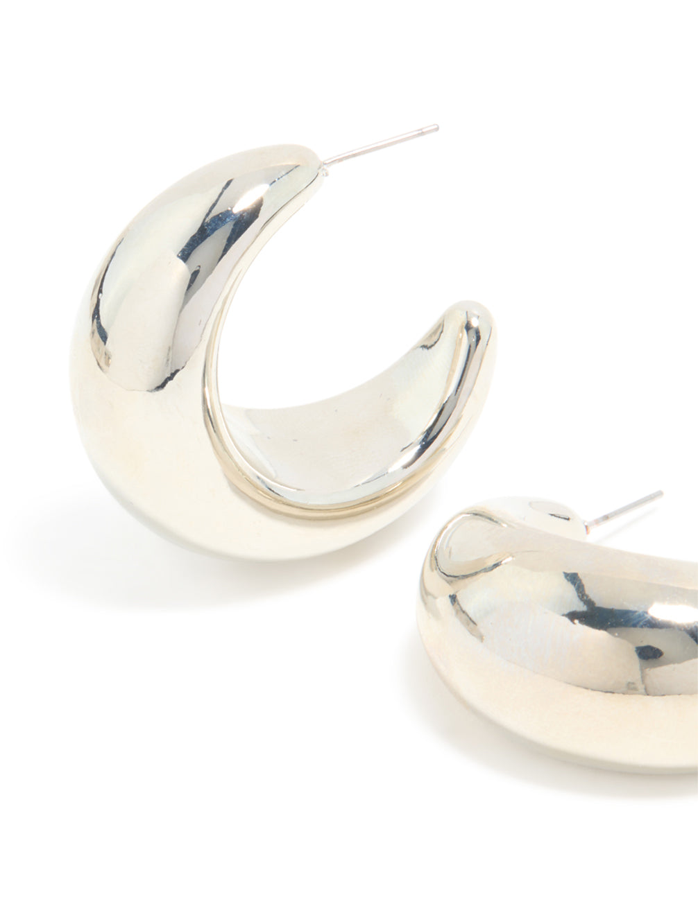 Silver Smooth Round Circle Hoop Earrings