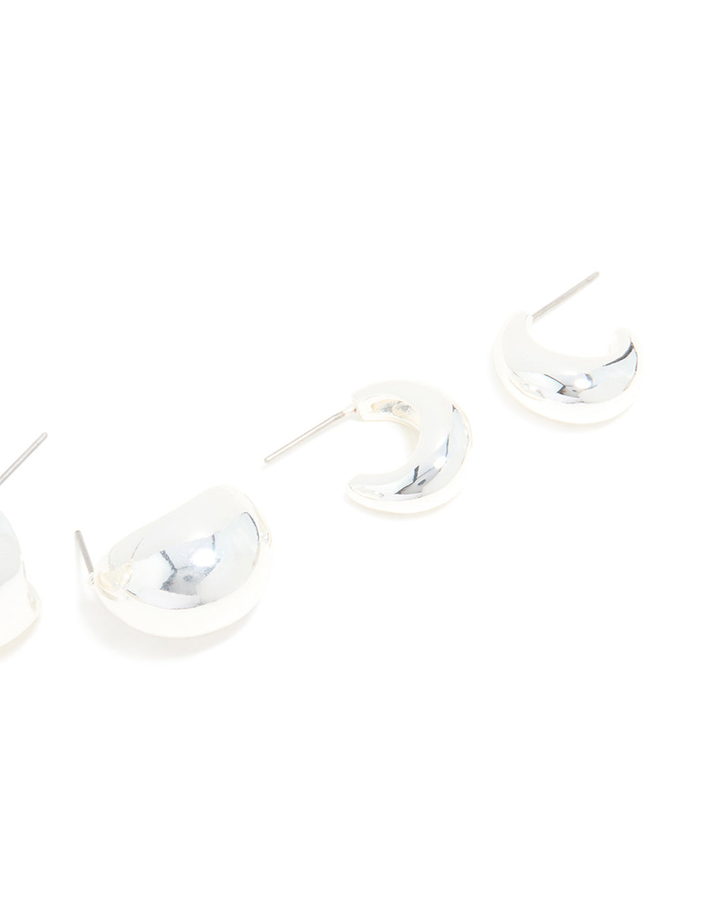 Silver Small Smooth Hoop Earrings 3-Pack