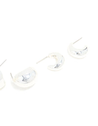 Silver Small Smooth Hoop Earrings 3-Pack - link has visual effect only