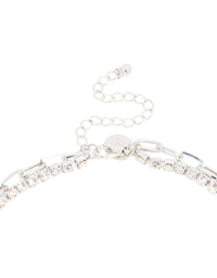 Silver Diamante & Pearl Cross Layered Necklace - link has visual effect only
