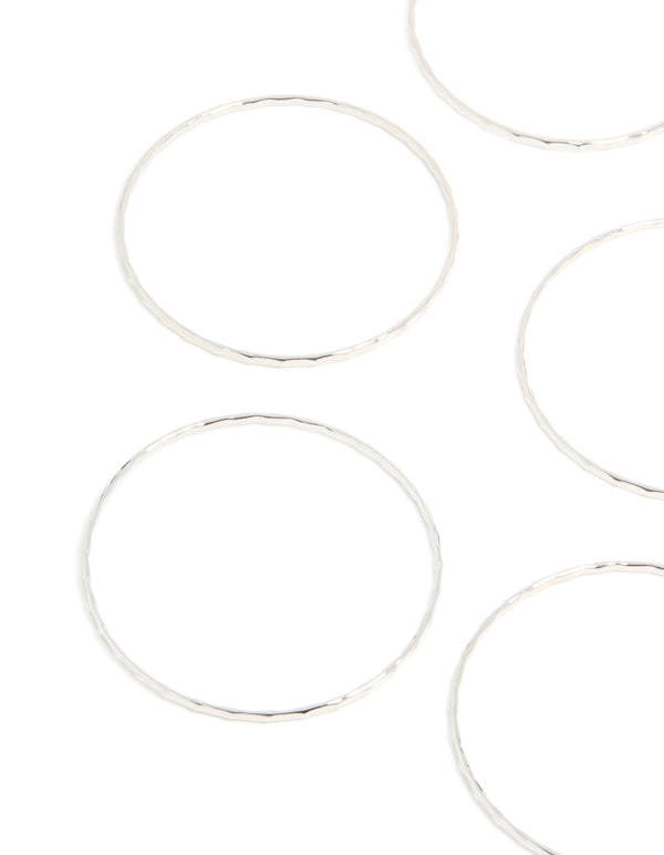 Silver Textured Thin Bangles 8-Pack